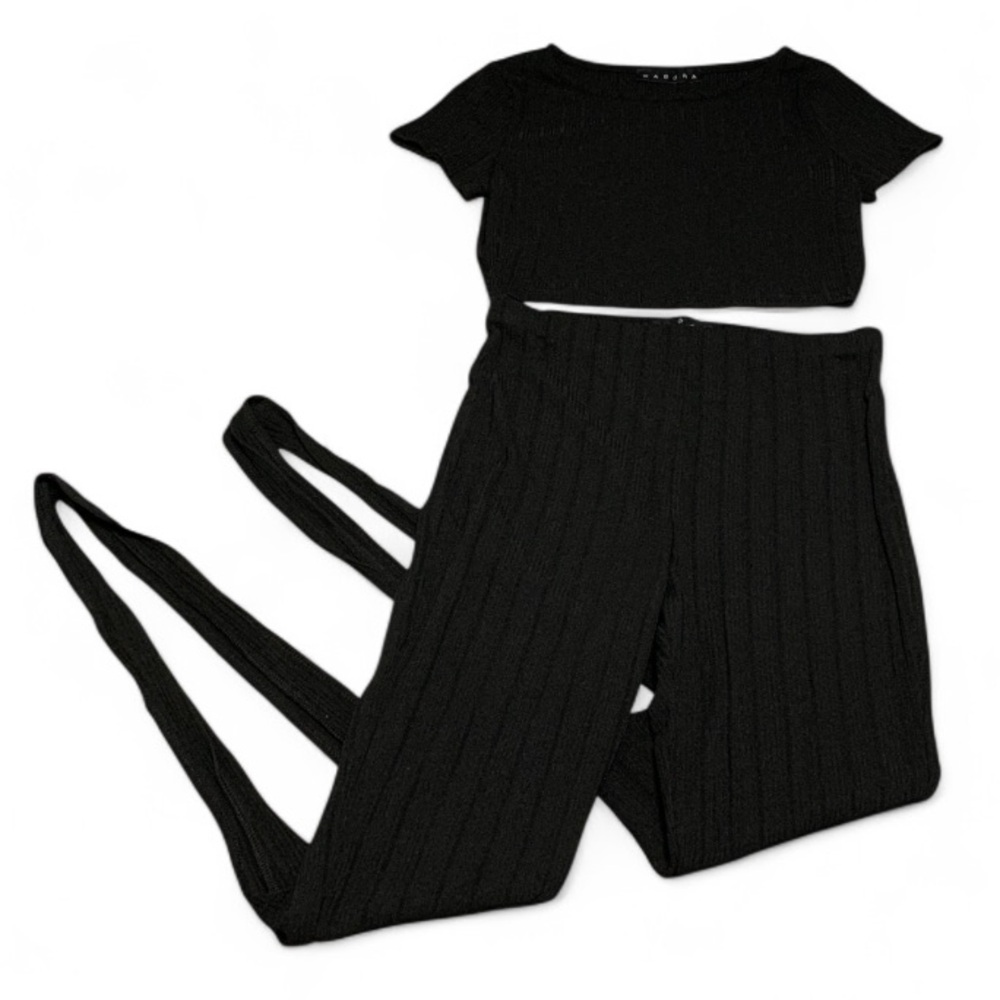 Black Stirrup Leggings and top SET
